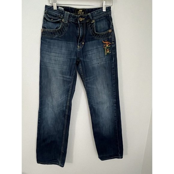 Akademiks Girls Juniors Jeans Size 16 VINTAGE Y2K Embroidered Flaps Straight - Picture 1 of 10